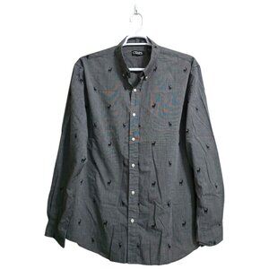 Chaps Gray Deer Buck Casual Button Down Shirt Sz XXL